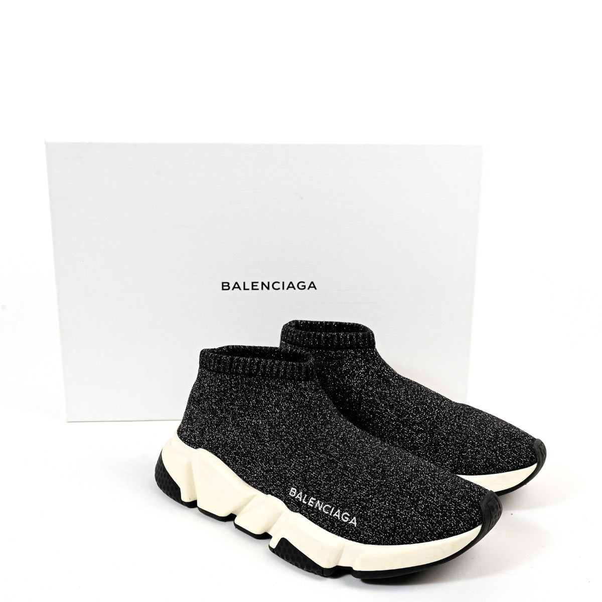 Balenciaga Black Glitter Speed Sneakers