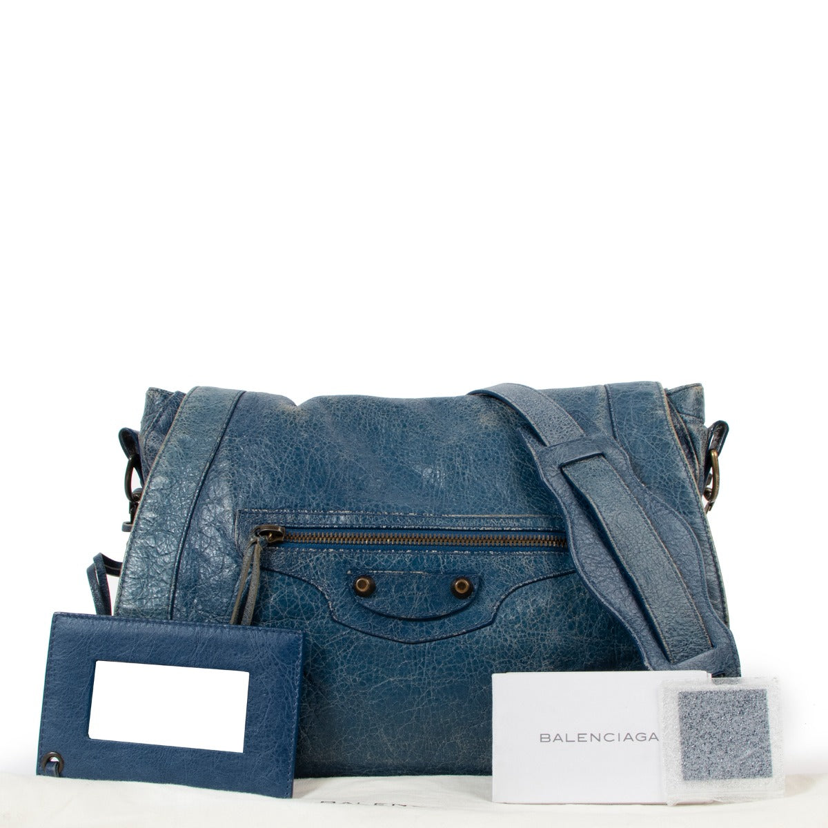 Buy an authentic second hand Balenciaga Lagon Lambskin Leather Folk Crossbody Bag in good condition at Labellov Antwerp.