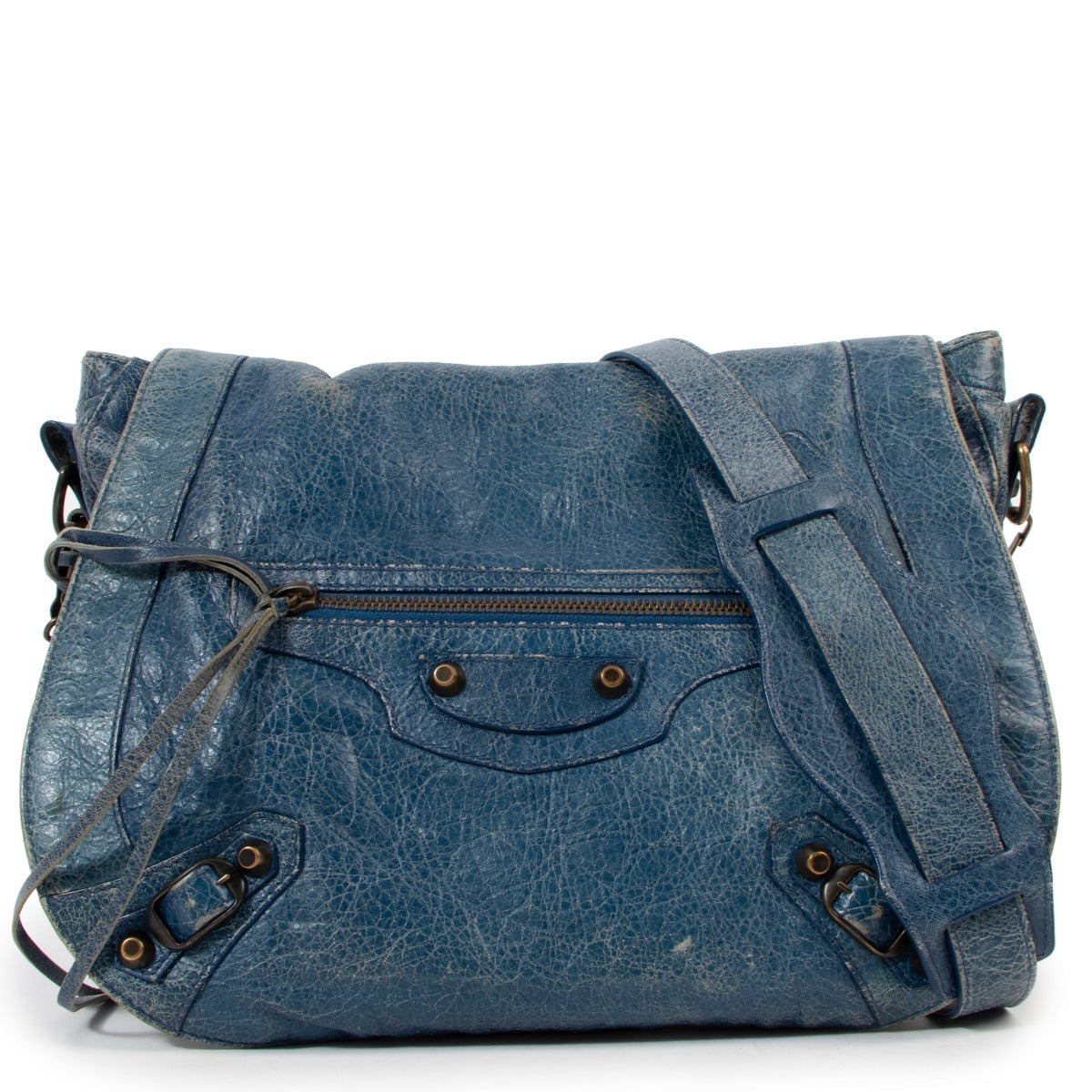 Balenciaga Lagon Lambskin Leather Folk Crossbody Bag