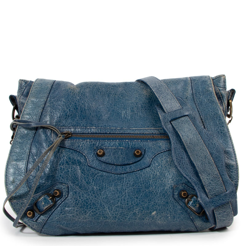 Balenciaga Lagon Lambskin Leather Folk Crossbody Bag