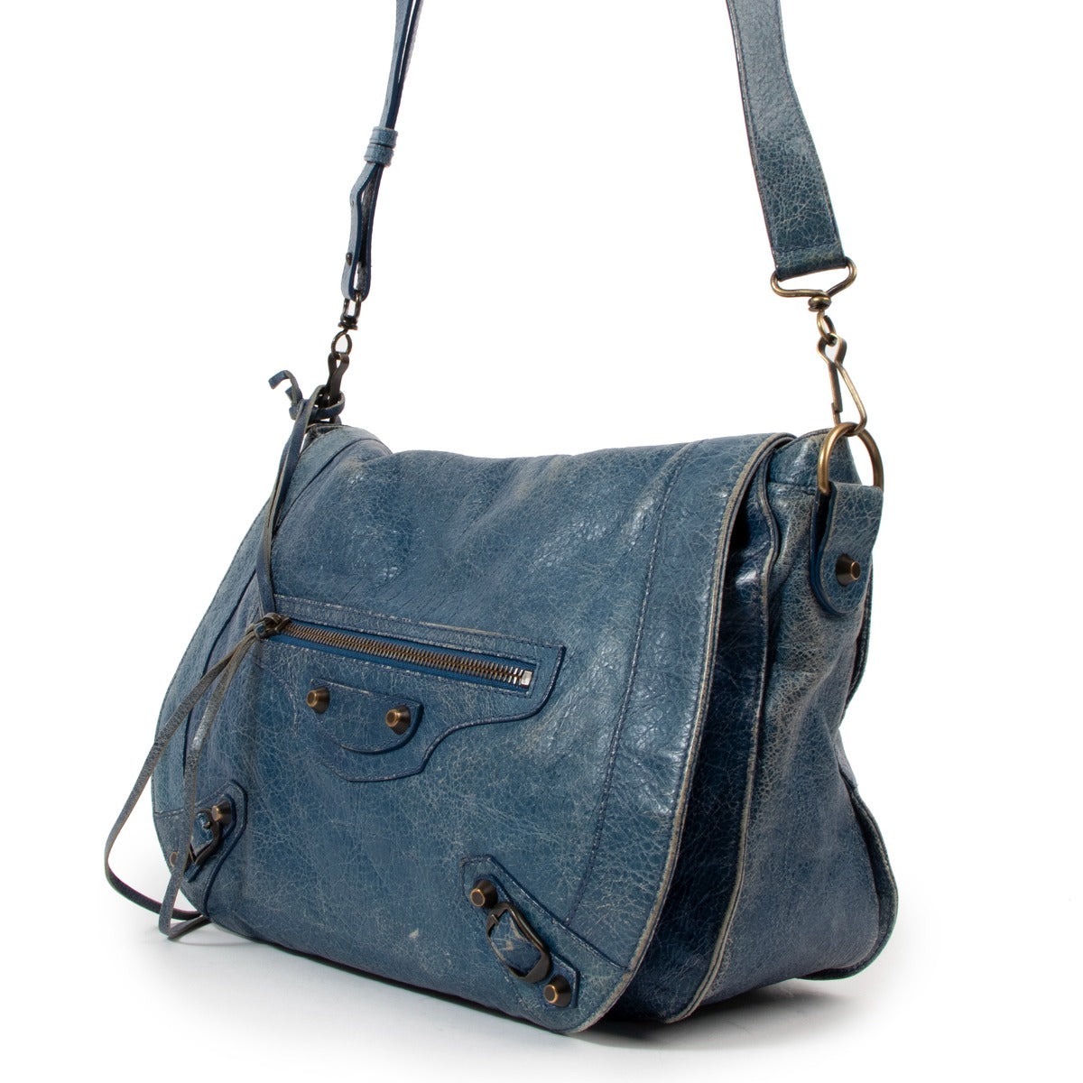 Buy an authentic second hand Balenciaga Lagon Lambskin Leather Folk Crossbody Bag in good condition at Labellov Antwerp.