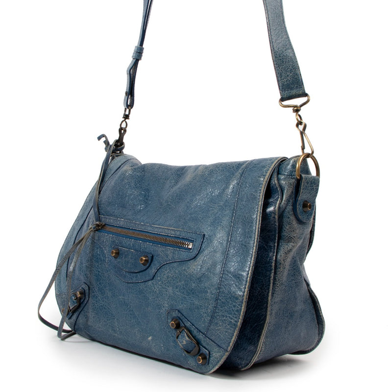 Buy an authentic second hand Balenciaga Lagon Lambskin Leather Folk Crossbody Bag in good condition at Labellov Antwerp.