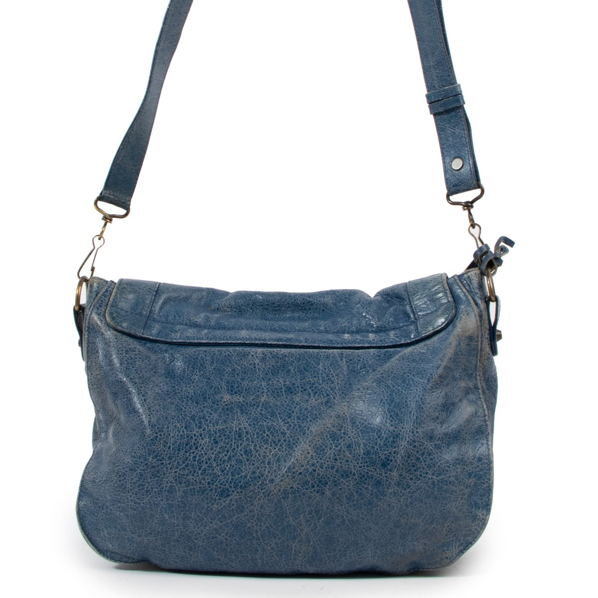 Sac bandoulière Balenciaga Folk en cuir d'agneau Lagon