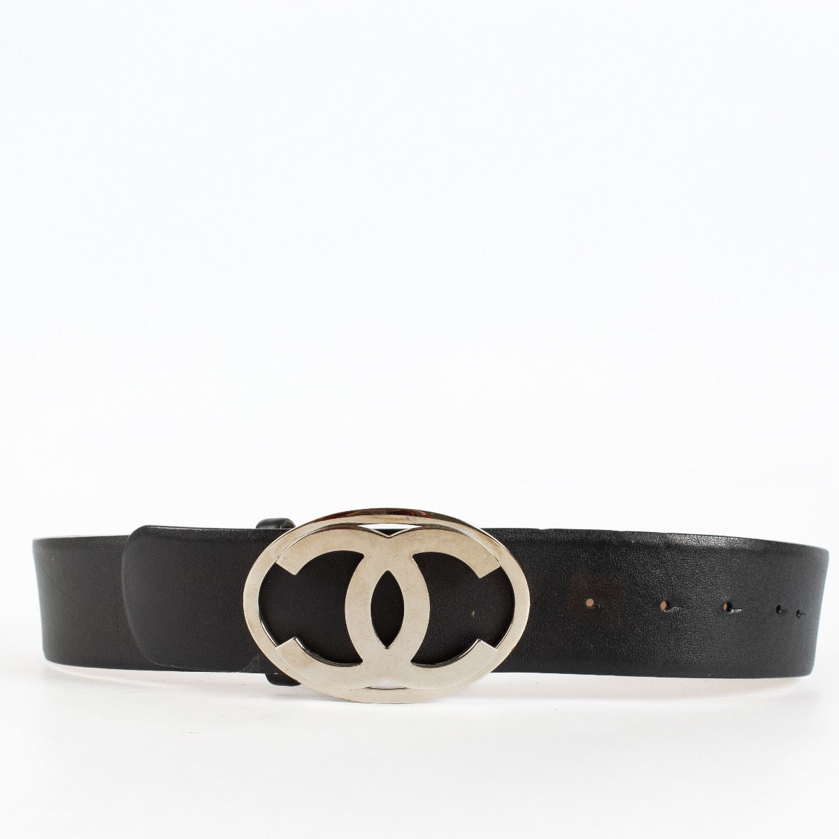 Authentic Preloved Chanel Black CC Buckle Wide Belt - Size 90 on Labellov.com