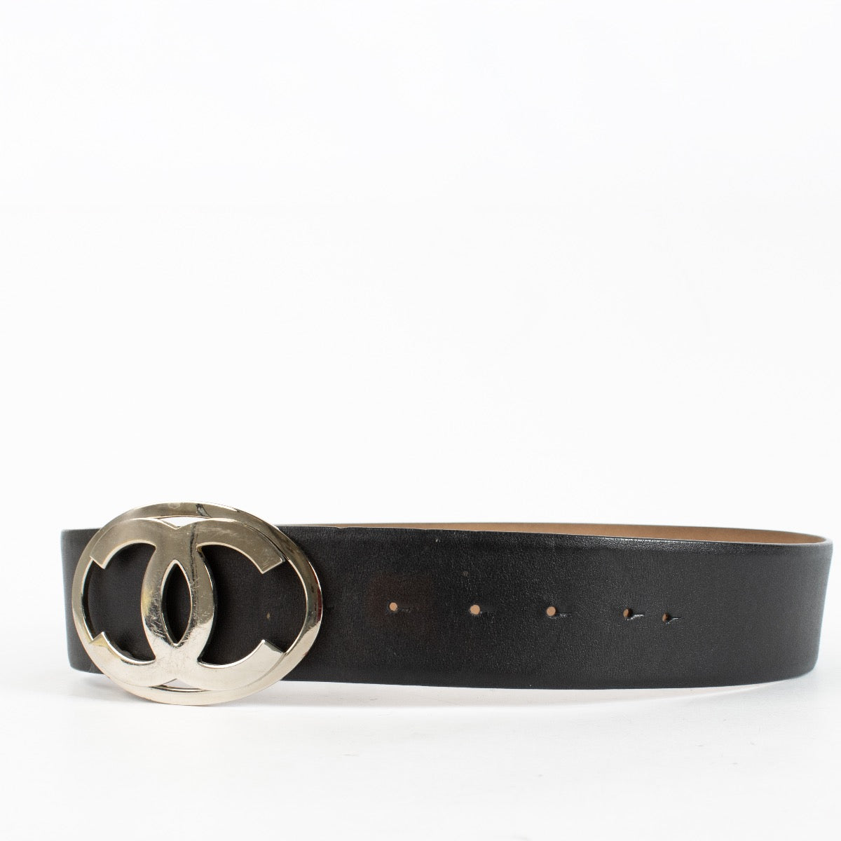 Authentic Preloved Chanel Black CC Buckle Wide Belt - Size 90 on Labellov.com