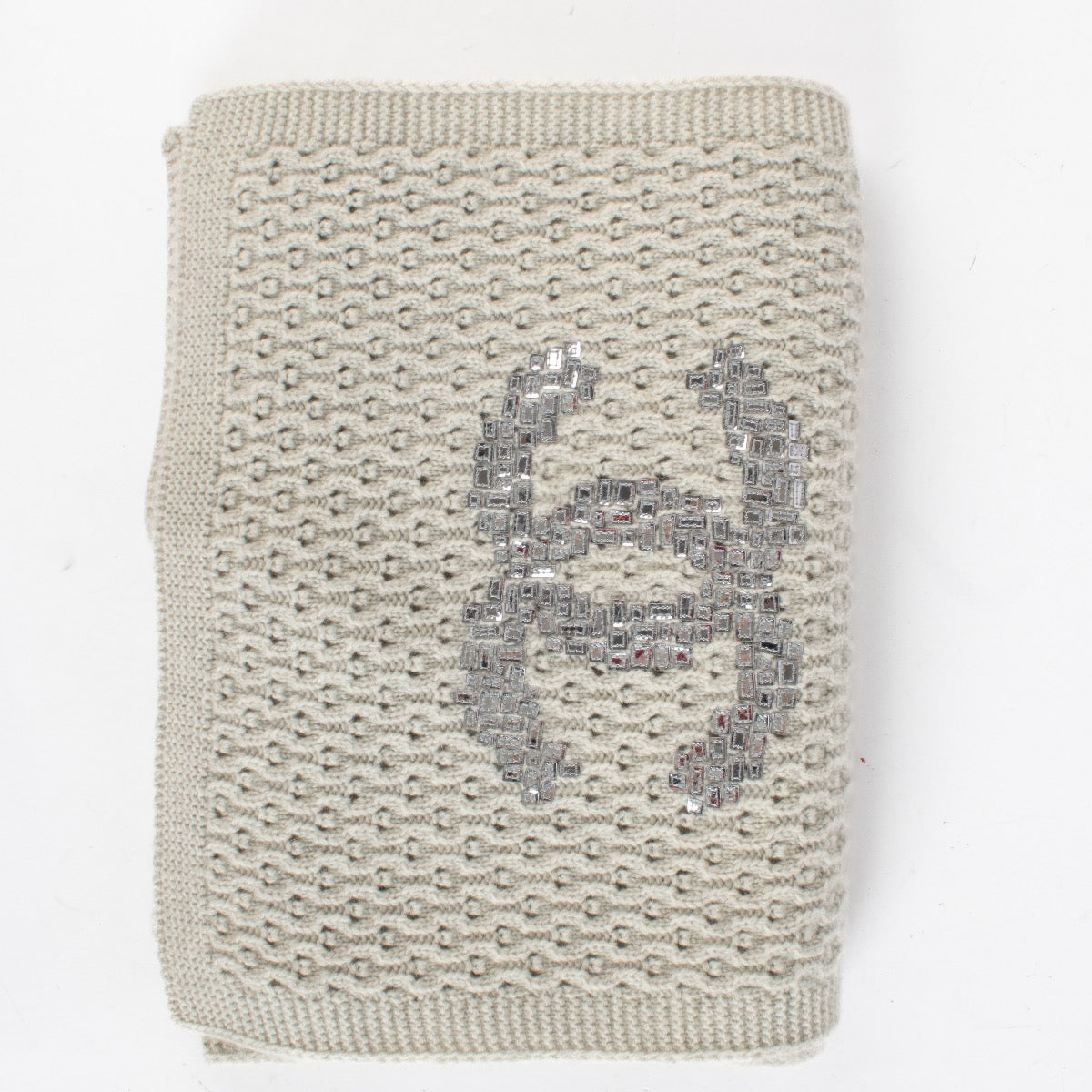 Authentic Preloved Chanel Grey Cashmere CC Scarf on labellov.com