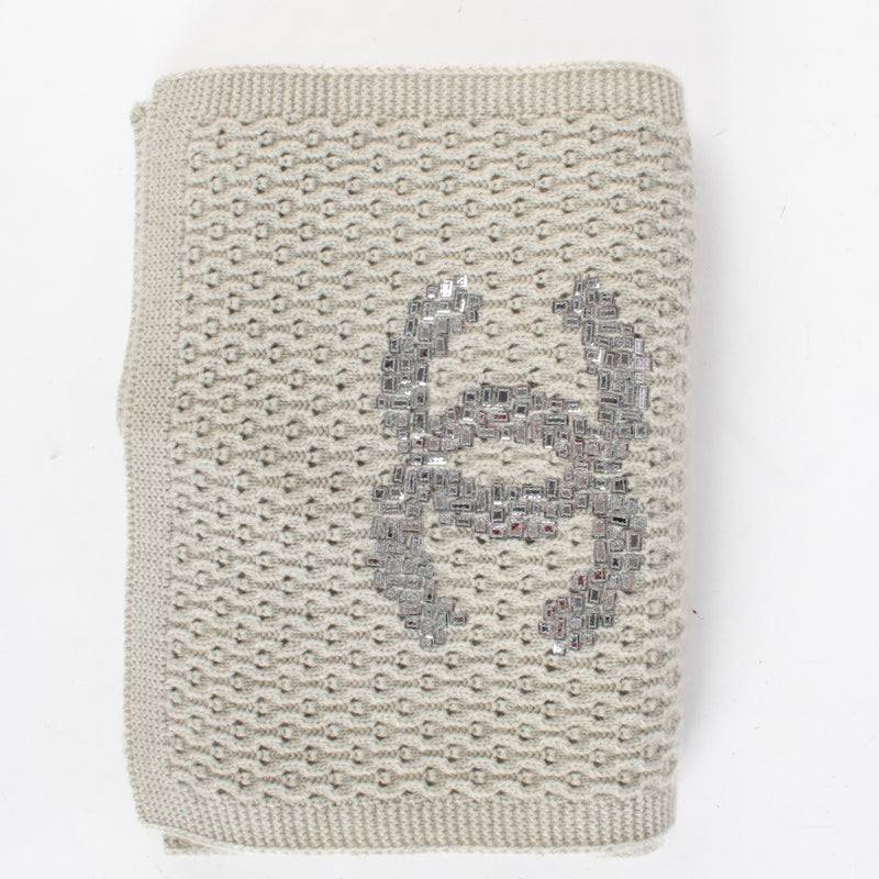Authentic Preloved Chanel Grey Cashmere CC Scarf on labellov.com