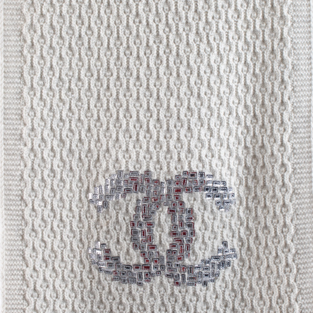 Authentic Preloved Chanel Grey Cashmere CC Scarf on labellov.com