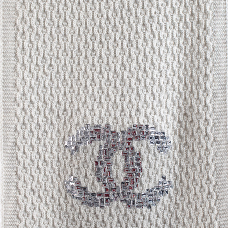 Authentic Preloved Chanel Grey Cashmere CC Scarf on labellov.com