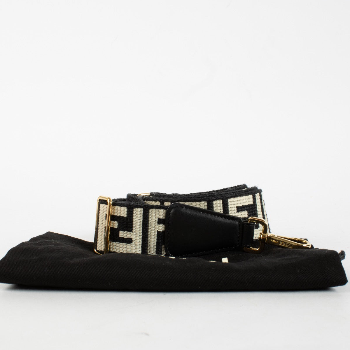 Authentic Preloved Fendi Black FF Fabric Strap You on labellov.com