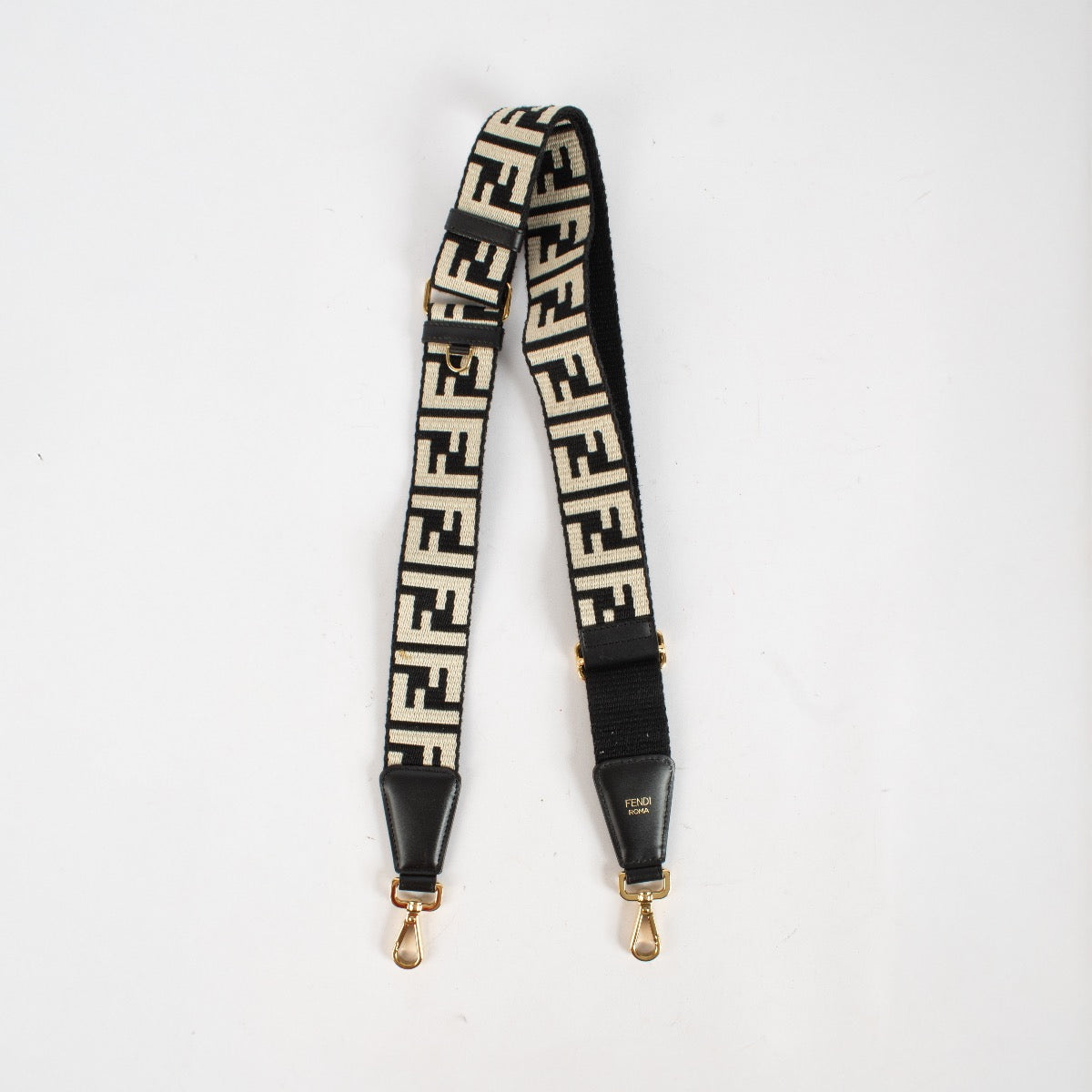 Authentic Preloved Fendi Black FF Fabric Strap You on labellov.com