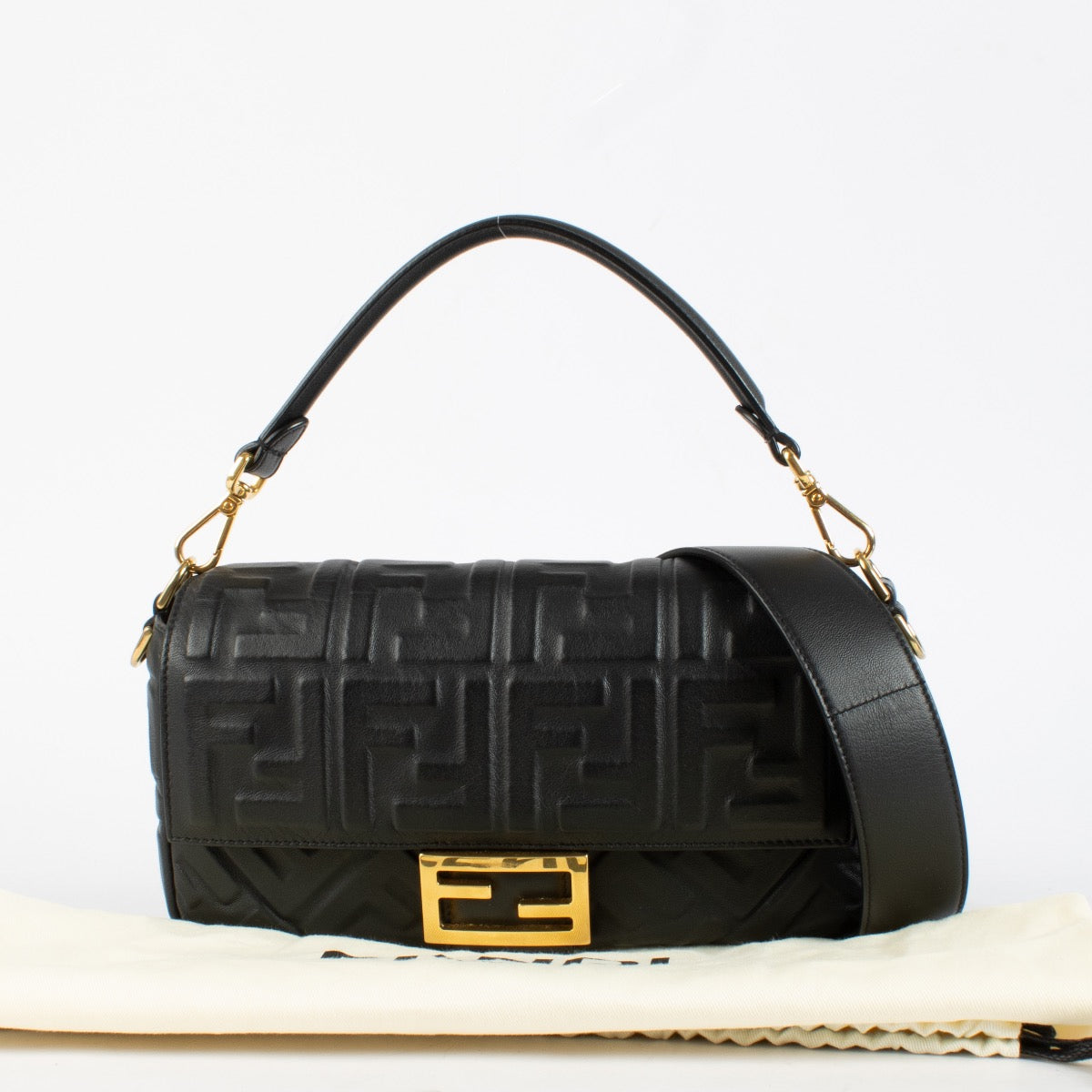 Authentic preloved Fendi Black FF Baguette Bag on Labellov.com