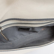 Fendi White Leather Whipstitch Baguette Bag with silver-tone FF hardware and leather strap at Labellov.com