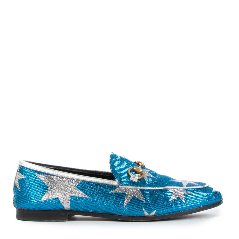 Gucci Jordaan Star Blue Loafers
