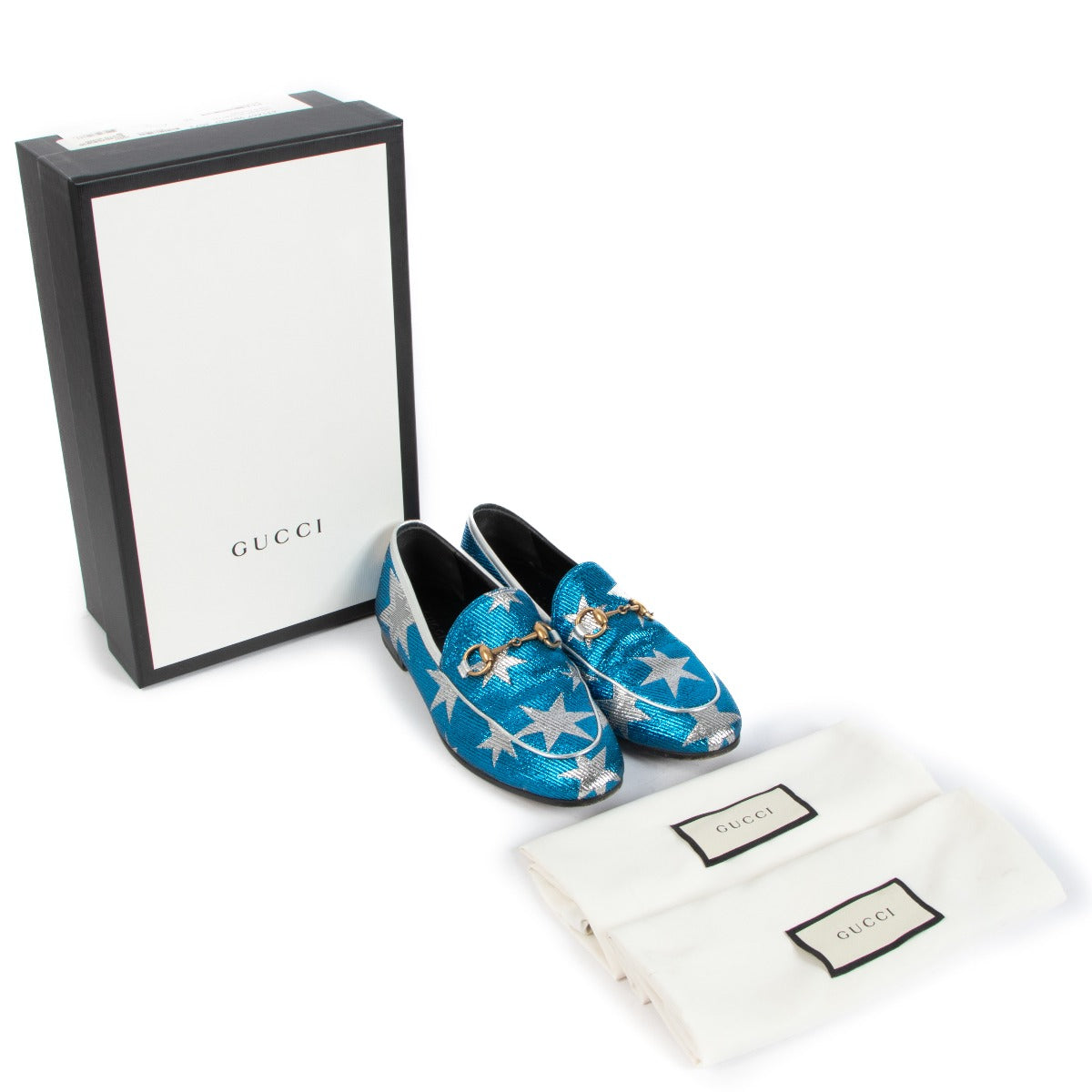 Gucci Jordaan Star Blue Loafers
