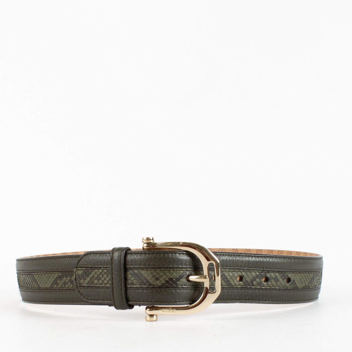 Authentic Preloved Gucci Green Python Horsebit Belt - Size 85 on Labellov.com