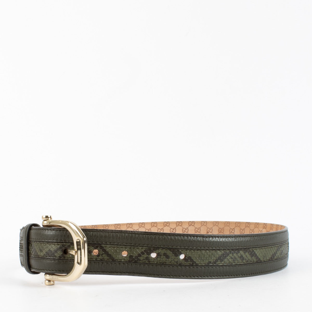 Authentic Preloved Gucci Green Python Horsebit Belt - Size 85 on Labellov.com