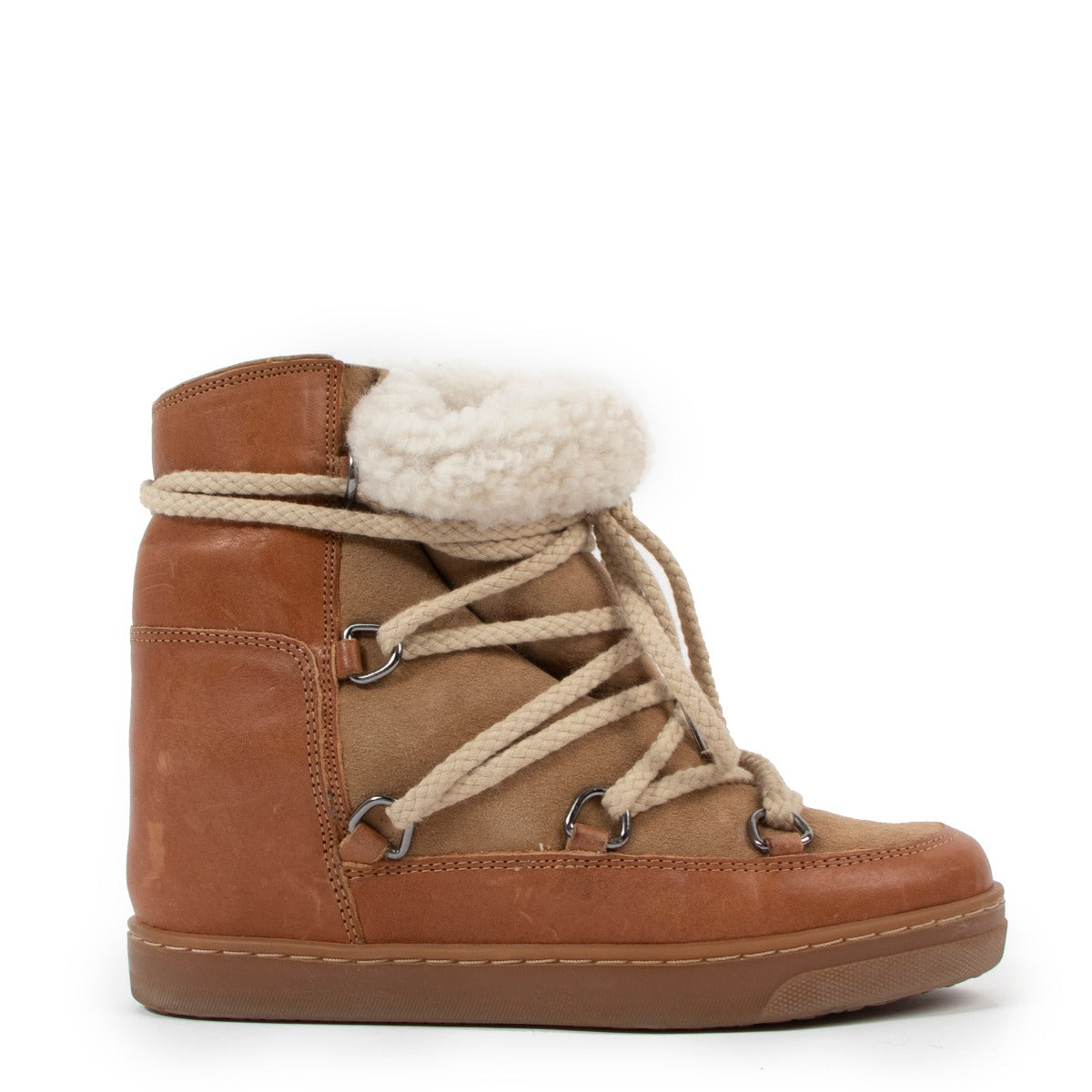 Bottes de neige Isabel Marant Nowles en cuir de veau camel - Taille 36
