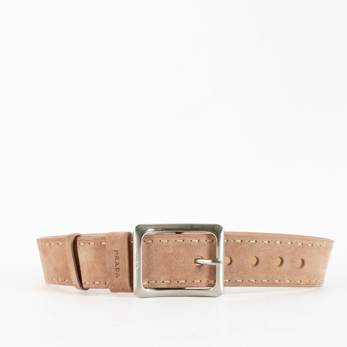 Authentic Preloved Prada Dusty Pink Suede Belt - Size 85 on Labellov.com