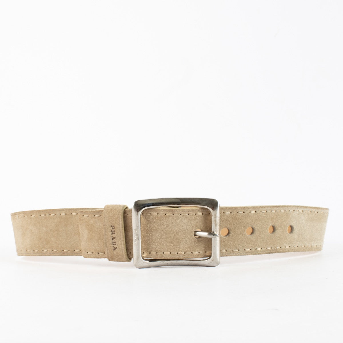 Authentic Preloved Prada Beige Suede Belt - Size 85 on Labellov.com