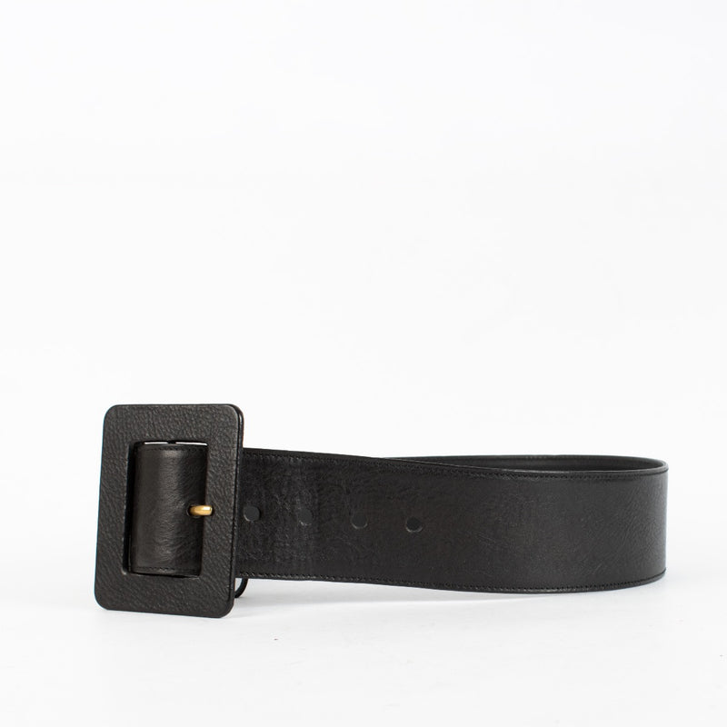 Authentic Preloved Saint Laurent Black Wide Belt - Size 85 on labellov.com
