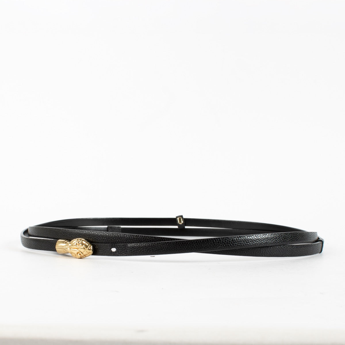 Authentic Preloved Saint Laurent Black Thin Serpent Belt - Size 80 on Labellov.com