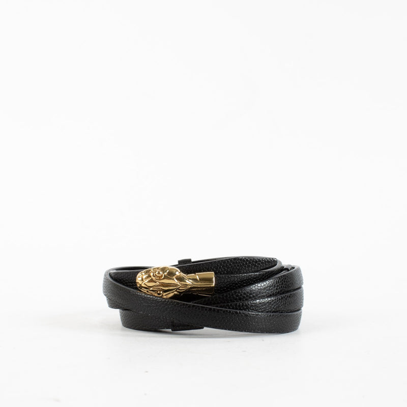 Authentic Preloved Saint Laurent Black Thin Serpent Belt - Size 80 on Labellov.com