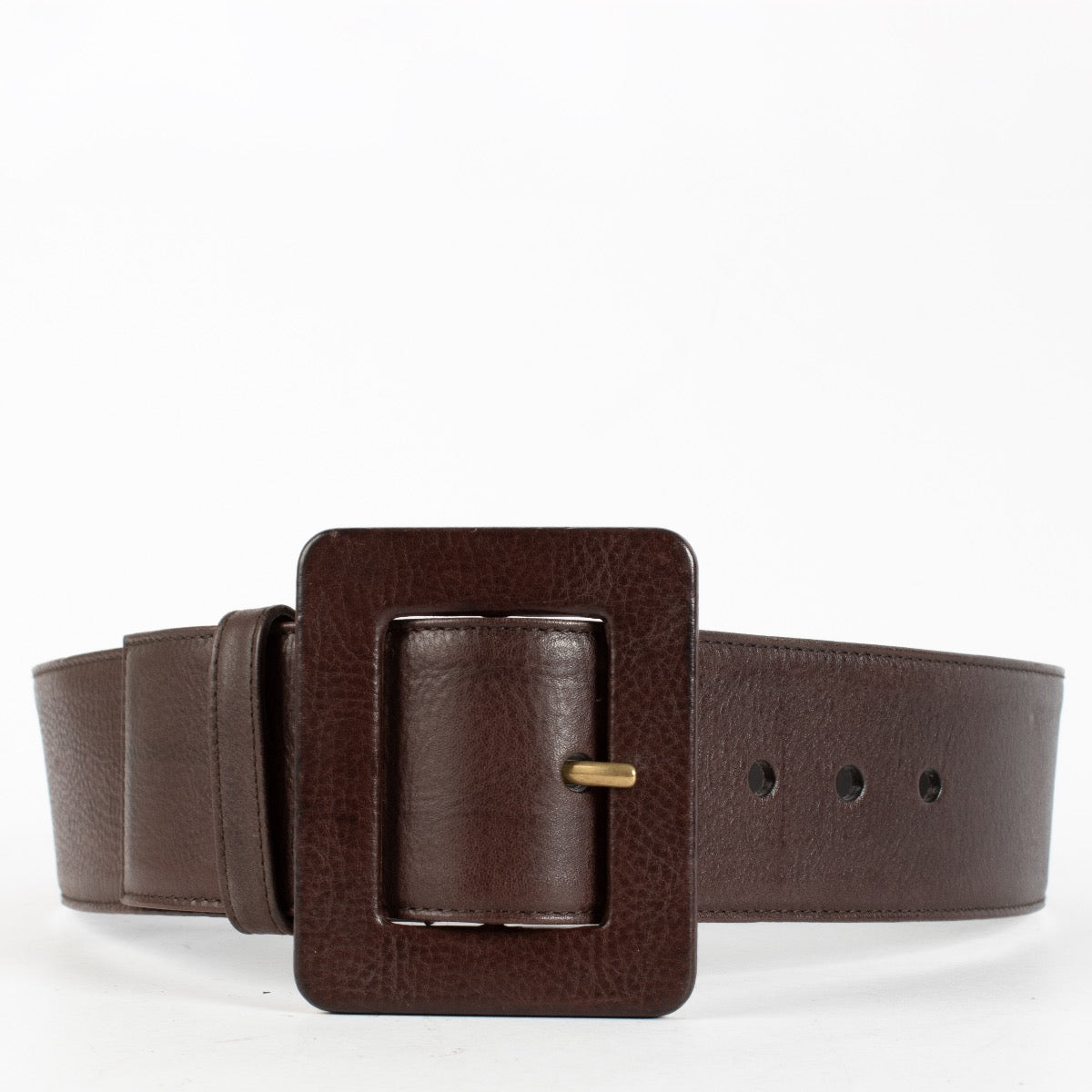 Authentic Preloved Saint Laurent Brown Buckle Belt - Size 80 on Labellov.com