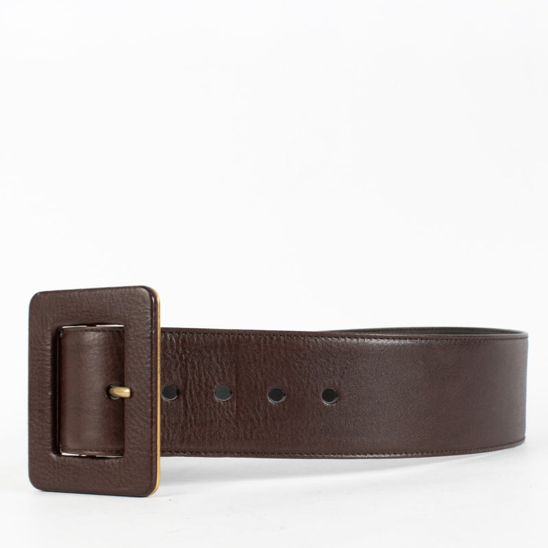 Authentic Preloved Saint Laurent Brown Buckle Belt - Size 80 on Labellov.com