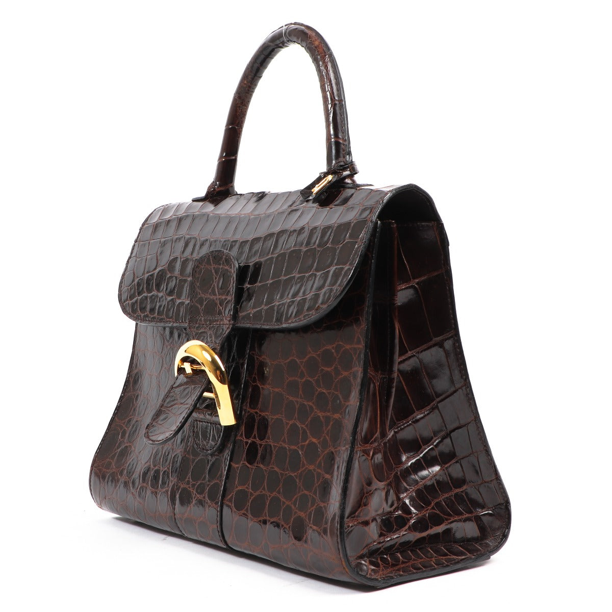 Delvaux Brillant MM Vintage Krokodillenhandtas Bruin
