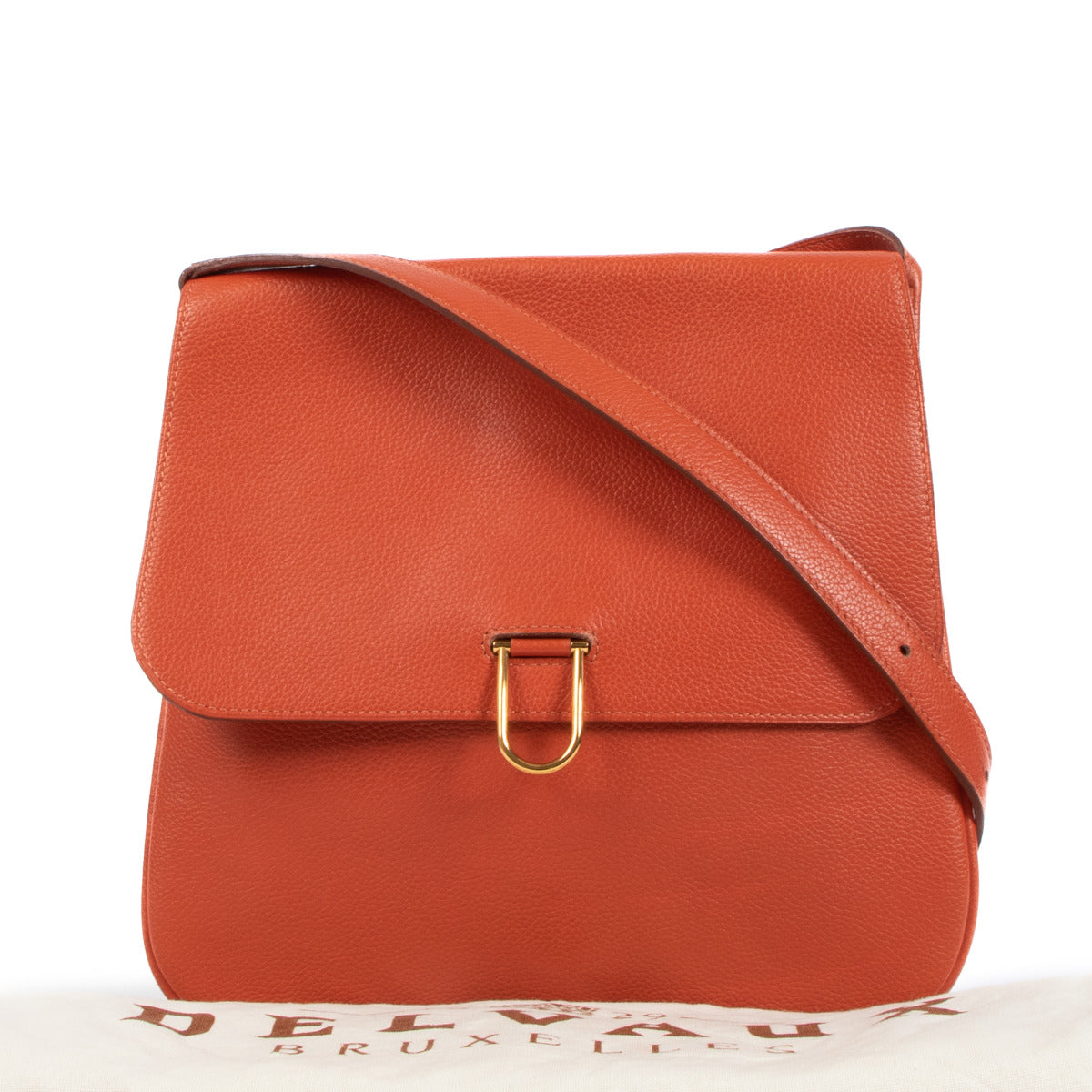 Delvaux Orange Leather Shoulder Bag