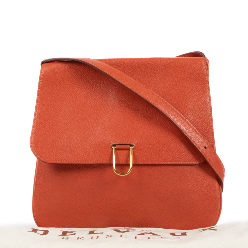 Delvaux Oranje Leren Schoudertas