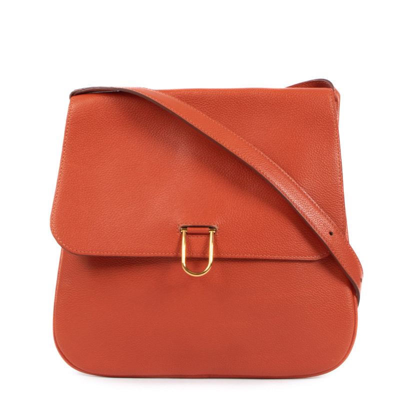 Delvaux Oranje Leren Schoudertas