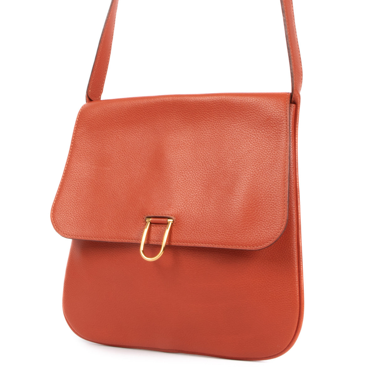 Delvaux Orange Leather Shoulder Bag