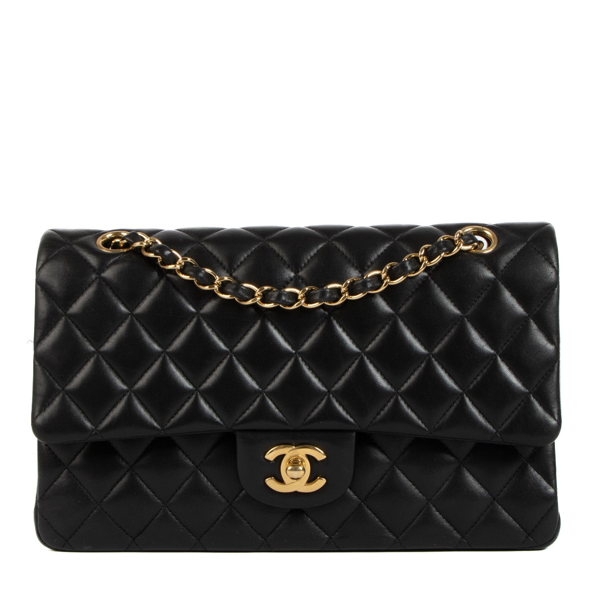 Shop 100% authentic second-hand Chanel Black Lambskin Medium Classic Flap Bag on Labellov.com