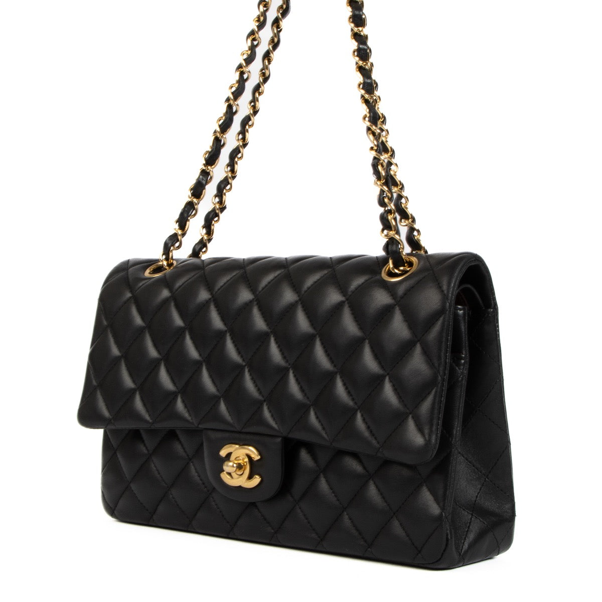 Shop 100% authentic second-hand Chanel Black Lambskin Medium Classic Flap Bag on Labellov.com