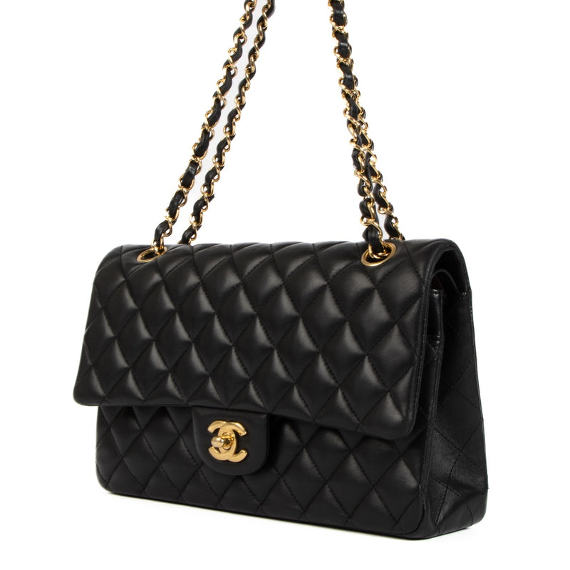 Shop 100% authentic second-hand Chanel Black Lambskin Medium Classic Flap Bag on Labellov.com