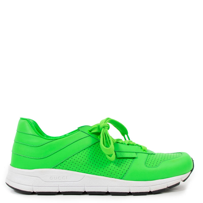 Buy original second-hand Gucci Neon Green Leather Sneakers in very good condition at Labellov Antwerp.