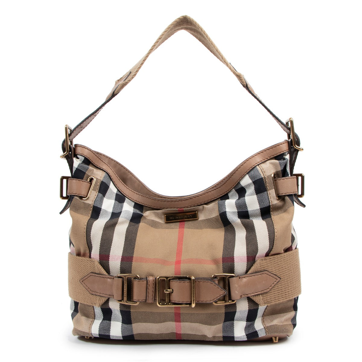 Burberry House Check Canvas Large Parsons Hobo Bag
