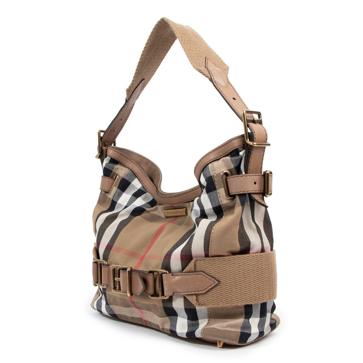 Burberry House Check Canvas Large Parsons Hobo Bag