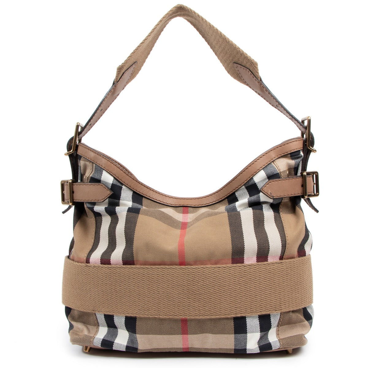 Burberry House Check Canvas Large Parsons Hobo Bag
