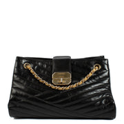 Buy authentic second hand Chanel Black Quilted Chevron Lambskin Gabrielle Tote Gold Hardware, 2012 at Labellov.com