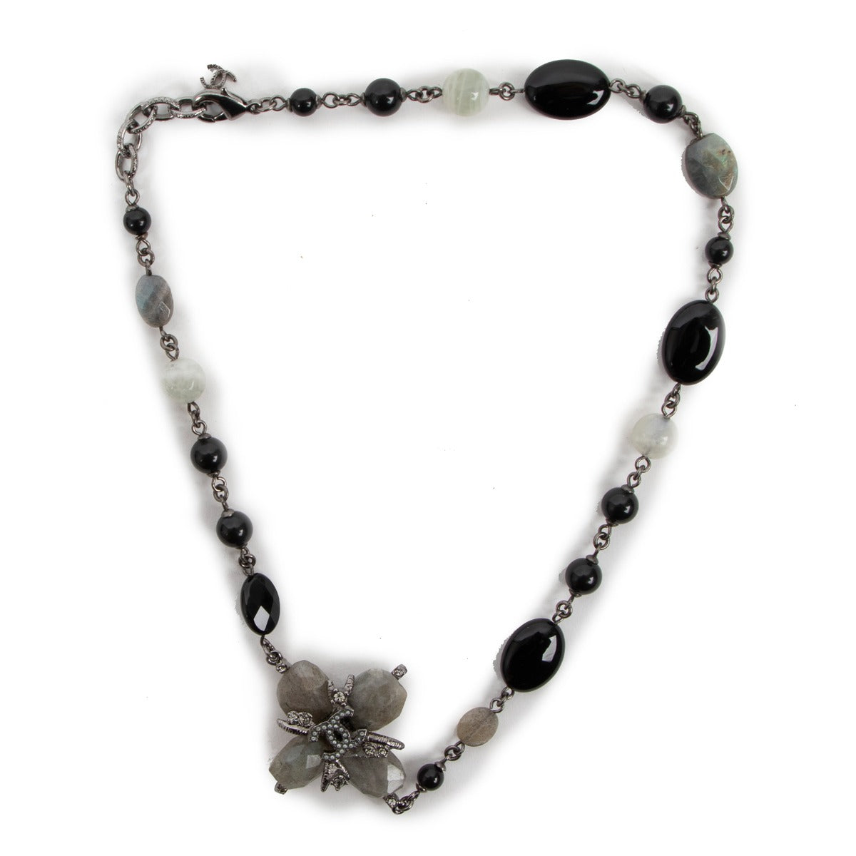Chanel 14P Crystal Precious Stone Necklace