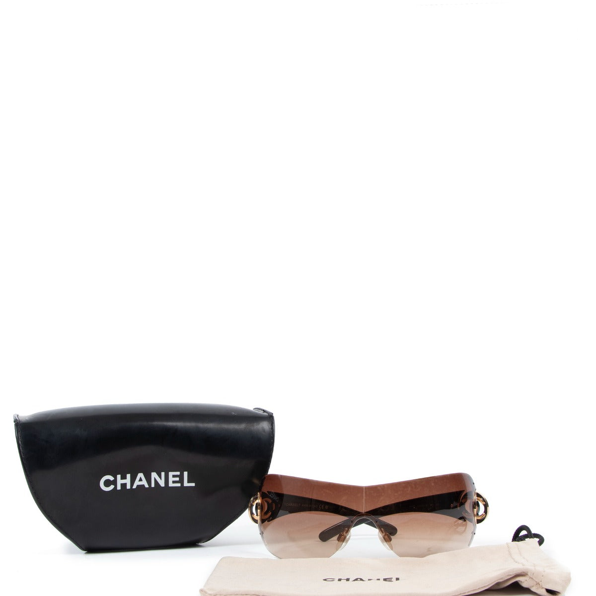 Chanel Brown CC Rimless Sunglasses