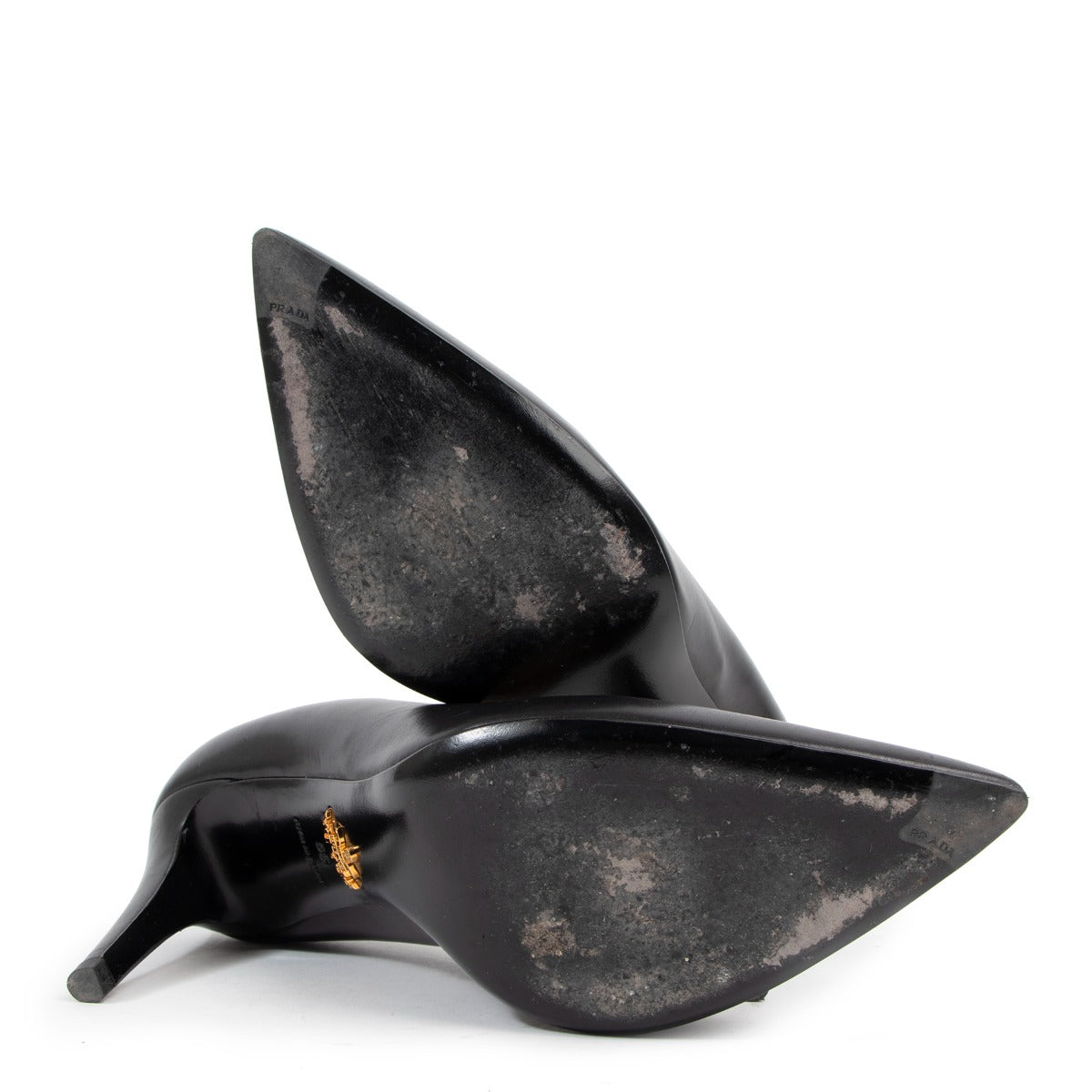 Prada Black Leather Pointy Toe Pumps - Size 39