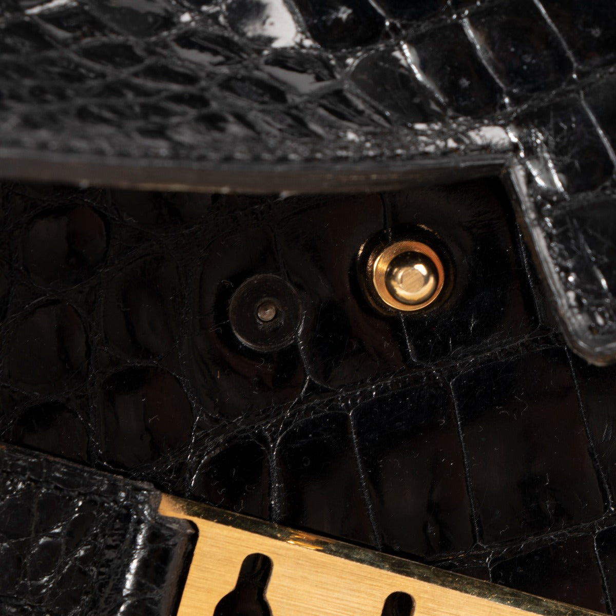 Sac Delvaux Tempête MM en crocodile noir avec poignée supérieure