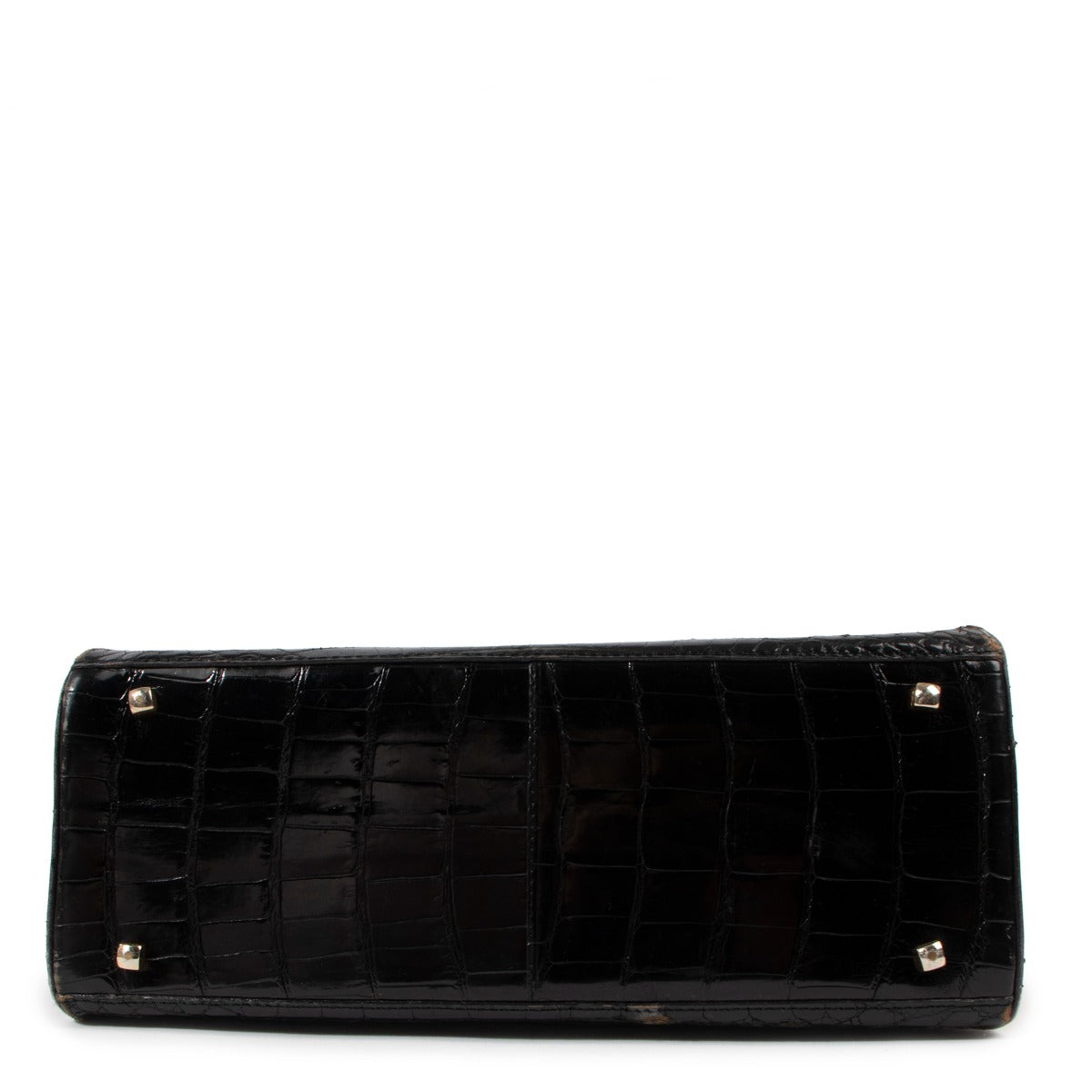 Sac Delvaux Tempête MM en crocodile noir avec poignée supérieure