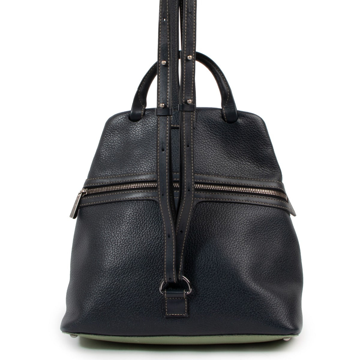Delvaux Blue Green Leather Deux De Delvaux Backpack