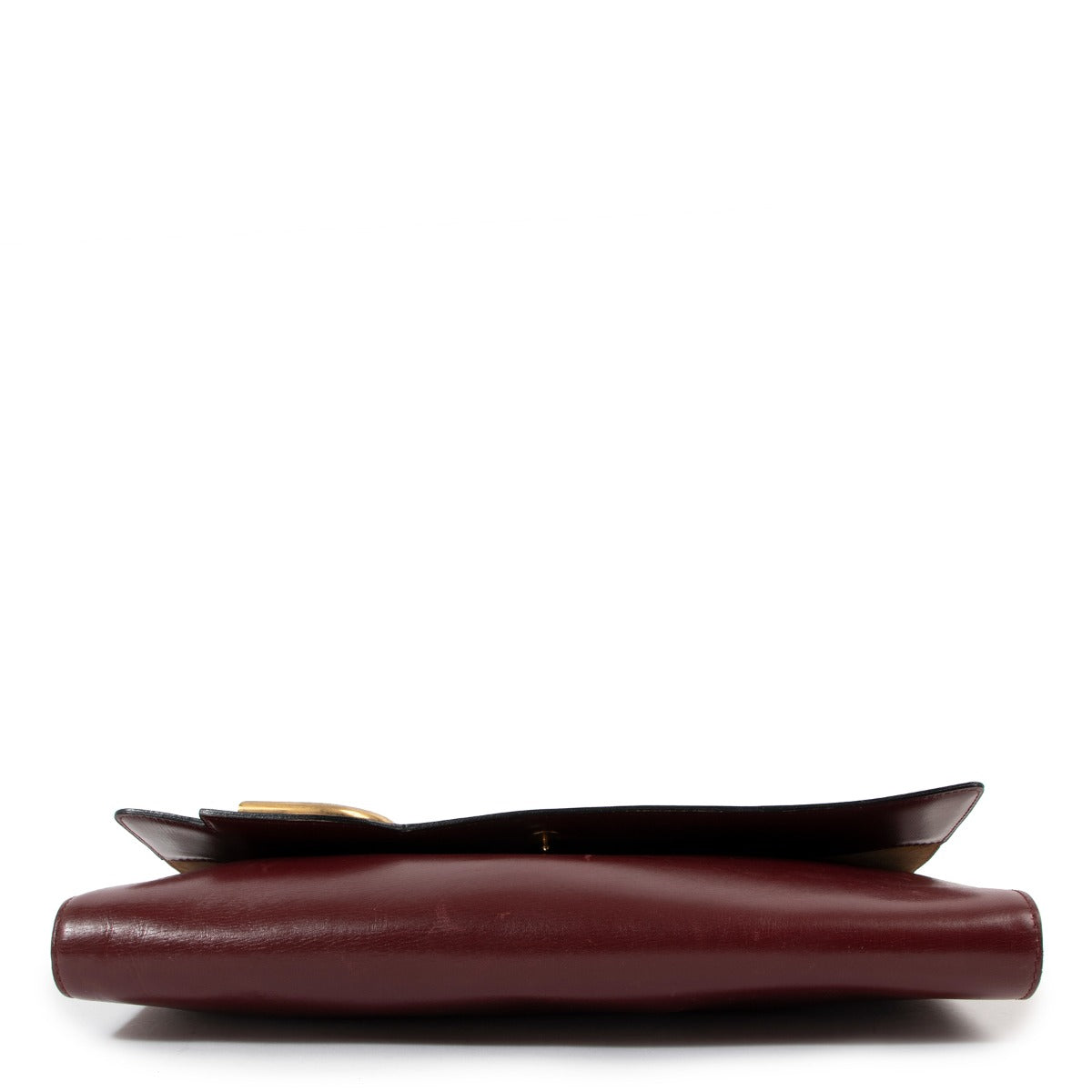 Delvaux Vintage Burgundy Box Calf Leren Clutch