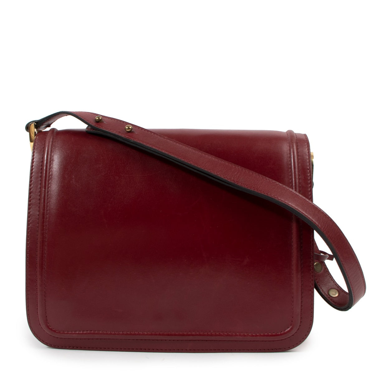 Delvaux Burgundy Box Calf Vintage Shoulder Bag